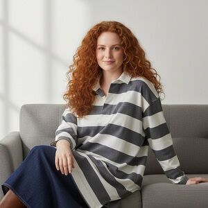 In Every Story Bold Nautical Stripe Long Sleeve Top Size 1X